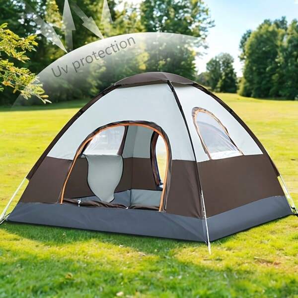 Tragbares Pop-Up-Zelt, hydrophober Polyester & Glasfaser, ganzjährige runde Schutzhütte mit Reißverschluss und UV-Schutz für Outdoor-Camping, robustes Outdoor-Zelt mit geräumigem Inneren, Camping-Zelt