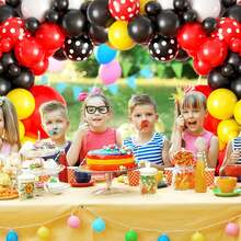 112pcs Amusement Park Theme Balloon Arch Set, Summer Celebration, Red, Yellow, Black, White, Round Balloons, Suitable For Birthday Party, Graduation Ceremony - Multicolor - View 7