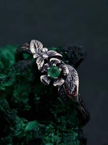 Vintage Green Zirconia Butterfly Ring | Elegant Luxury Purple Design, Delicate & Versatile Women Daily Accessory