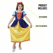 Morph Costumes Enchanting Kids Snow Princess Fancy Dress Costume With Iconic Red Bow Headband - Perfect For Fairytale Dress-Up Events - Yellow - View 5