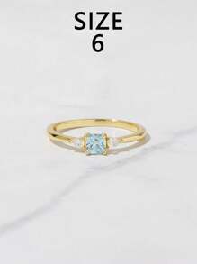 1pc S925 Sterling Silver Vintage Style Blue Zirconia Minimalist Ring, Elegant & Versatile Jewelry Gift For Women, Suitable For Daily Wear, Parties, Holidays
