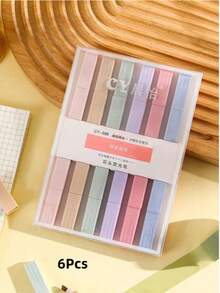 6/12 支装多色美观方形荧光笔双头记号笔荧光笔不晕染，水性，速干，适用于学校办公室日记用品学校用品，返校 - 彩色 - 查看 3