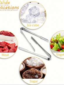 1/2pcs Stainless Steel Ice Tongs, Practical Sugar Tongs, Ice Coffee Self-Service Barbecue Food Tongs, Barbecue Supplies, Fruit Tongs, Cube Sugar Tongs, Multifunctional Ice Tongs, Kitchen Utensils