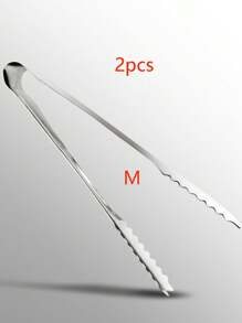 1/2pcs Stainless Steel Ice Tongs, Practical Sugar Tongs, Ice Coffee Self-Service Barbecue Food Tongs, Barbecue Supplies, Fruit Tongs, Cube Sugar Tongs, Multifunctional Ice Tongs, Kitchen Utensils