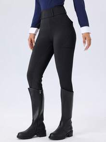 ROYALS MATTINI 女式带口袋骑马裤，黑色马术紧身裤，全抓地硅胶防滑耐用骑马裤，适合马术运动