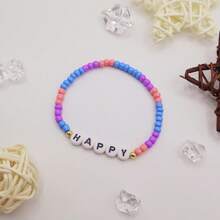1 pulsera con nombre, pulsera con inicial, pulsera personalizada con nombre, pulsera con cuentas con nombre, pulsera con nombre personalizado, pulsera con nombre colorida, regalo para ella - Multicolor - Ver 17