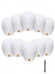 2/5/10/20/50pcs Chinese Lanterns To Release The Sky, Release The White Candle Paper Lanterns, Candle Lamps. Ideal For Family Gatherings, Commemorative Activities, Love Tokens, Weddings, Birthdays, Commemorations, Parties