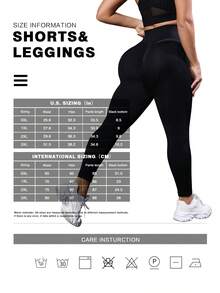 TNTOR 加大码高腰提臀健身紧身裤，女式深蹲瑜伽裤，高弹力速干紧身运动裤，蜜桃臀高腰设计，收腹，适合锻炼、运动、骑自行车 - 黑色 - 查看 12