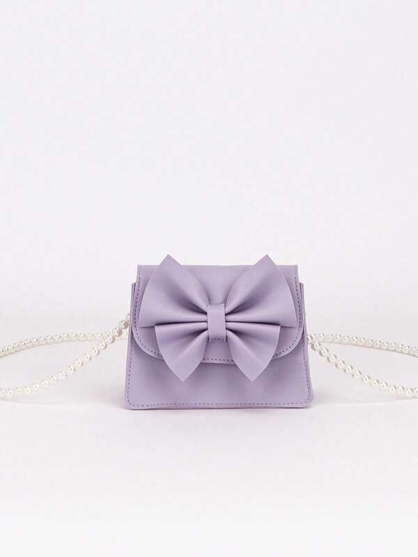 1 Peça Bolsa Fofa Miniatura de Menina com Decoração de Laço de Tecido Duplo, Adequada para Combinar com Looks Diários