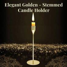 3pcs Set Simulated Gold Candle Holders, Smooth Glossy Finish, Column Shape With Candle Holder Top, Slim Stem, And Round Base, For Candle Placement, Creating Ambiance, Home Decor, Candlelight Dinner, Wedding, Anniversary