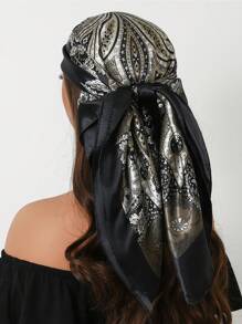 1 peça de cachecol moderno para todas as estações, cachecol quadrado estampado para mulheres, bandana feminina para uso diário, novo lenço de cabeça com proteção solar