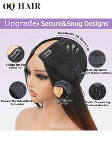 OQ Hair Yaki Straight Chestnut Brown Ombre V Part Drawstring Wig No Leave Out Thin Part Wig Human Hair Wig 180% Density 18-24 Inch Upgrade Full Machine Made Unprocessed Real Hair Natural Hairline Stylish Natural Looking Young For Women Mermaid Accessories Heels Halloween Accessories Makeup Bags Halloween Costumes Halloween Costumes Women Hair Products Accessories Women - S25/21 - View 7