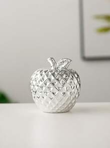 1 Peça Ornamento Cerâmico em Formato de Maçã, Cor Dourada/Prateada, Estilo de Luxo, Artesanato Eletroplantado, Adequado para Cozinha, Mesa, Escritório, Casa, Sala de Estar, Quarto, Decoração de Festa