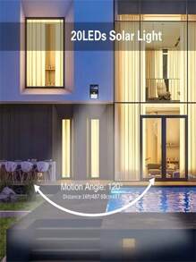 Luz Solar para Uso Externo, 20 LEDs, 3 Modos de Iluminação, Holofote Solar com Sensor de Movimento, Luz Solar de Parede para Pátio, Jardim, Cerca, Garagem