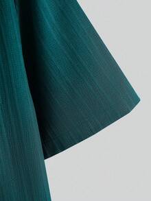 Conjunto de camisa y pantalón corto de verano en colores sólidos para hombre - Verde - Ver 4