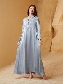 Women's Satin Diamond Luxury Kaftan Dress - NC14 - View 7