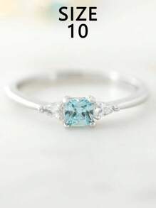 1pc S925 Sterling Silver Vintage Style Blue Zirconia Minimalist Ring, Elegant & Versatile Jewelry Gift For Women, Suitable For Daily Wear, Parties, Holidays