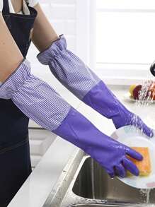 Lange, warme Haushaltsputzhandschuhe aus Samt - wasserdicht, strapazierfähig für Küche & Wäsche, bleifrei