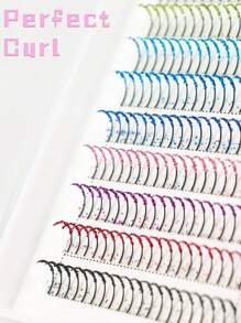 Extensiones de pestañas postizas individuales de 12 filas con 240 mechones de aspecto wispy, efecto volumen ruso multicolor natural, calibre 0.07D, rizado C, longitud de 10-16mm