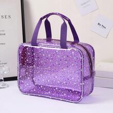 1 szt. Holograficzna Gwiaździsta Wodoodporna Kosmetyczka, Duża Pojemność Przenośna Kosmetyczka, Wysokiej Jakości Organizer Podróżny