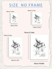 3Pcs/Set, Optional Frame, High Quality Print Painting, Modern Style, Ink Painting Style, Characters, Flowers, Black, White And Gray Tones, Simple Art, Wall Art Poster, Home Decoration, Decorative Painting, Suitable For Living Room, Sofa, Bed, Hallway, Bedroom, Bathroom, Office, Perfect Art Gift