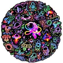 50pcs A Luminous Sticker, Glow-In-The-Dark Neon Graffiti Sticker, Decorative For Notebooks, Cups, Guitars, Luggage, Personalized Waterproof Sticker.