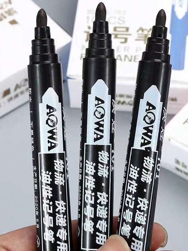 5/ 3 قطعة قلم تحديد أسود رأس كبير حبر زيتي، طول الرأس موسّع، علامة لوجستية سريعة الجفاف مقاوم للماء، زيتي غير باهت، يمكن اختيار ألوان متعددة.