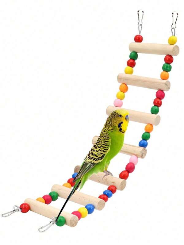 1pc Colorful Parrot Climbing Ladder Perch, Available In Multiple Lengths, Bendable Wooden Ladder, Educational Bird Supplies, Bird Cage Accessory, Parrot Toy (Assorted Colors)