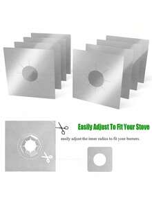 6pcs Reusable Gas Stove Burner Covers - 0.1mm Thick Non-Stick Black Double Layer Lining, Easy To Clean And Stove Cooking. Stove Grate Size: 10.6 Inch X 10.6 Inch - Multicolor - View 5