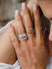 1 pièce Bague croisée vintage à plusieurs couches pour femmes, en argent sterling 925, cadeau de bijoux fin pour la Saint-Valentin