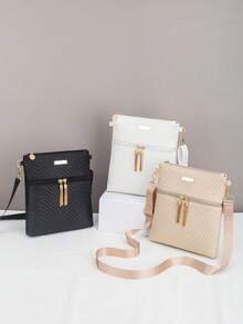 New Fashionable Wave Embroidered Crossbody Shoulder Bag - Black - View 1