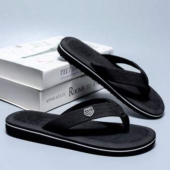 Men's Casual Stylish Soft And Comfortable Slippers With Zigzag Pattern, Indoor & Outdoor, Women's Black Sandals