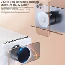 2025 New Vacuum Suction Magnetic Phone Holder, Foldable And Retractable Double-Sided Magnetic Phone Holder, Double Sided Suction Cup Magnetic Suction Multifunctional Phone Holder (Black) Compatible With IPhone, Android Phone, Gift For Birthday, Family, Friendscar Accessories, Car Phone Holder