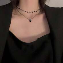 Colar com pingente estilo punk vazado e estrela gótica feminina, 1 peça, uso diário