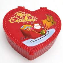 صندوق مجوهرات قلب أحمر بشكل قلب مصنوع من البلاستيك بنقوش عيد الميلاد، مناسب لتخزين وعرض المجوهرات، مناسب لتعبئة مستحضرات التجميل، صندوق هدايا عيد الميلاد.