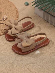 1 双幼儿/小孩柔软舒适编织面料平底凉鞋，圆头，松紧后带，休闲罗马风格凉鞋，适合女婴，适合日常穿着、派对、海滩、夏季