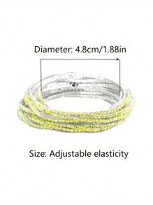 12pcs Sparkling Yellow Rhinestone Elastic Bangle Bracelet Set, Y2K Pink Bridal Wedding Party Bracelet