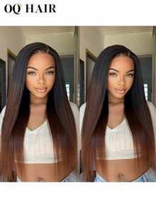 OQ Hair Yaki Straight Chestnut Brown Ombre V Part Drawstring Wig No Leave Out Thin Part Wig Human Hair Wig 180% Density 18-24 Inch Upgrade Full Machine Made Unprocessed Real Hair Natural Hairline Stylish Natural Looking Young For Women Mermaid Accessories Heels Halloween Accessories Makeup Bags Halloween Costumes Halloween Costumes Women Hair Products Accessories Women - S25/21 - View 9