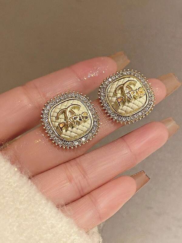 2 Stücke stilvolle Ohrringe mit Strass-Buchstaben, luxuriöser eleganter personalisierter Schmuck, 2025 Neuheit