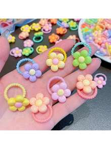 10pcs Floral Hair Accessories, Cute Hair Ties, Summer Hair Scrunchies, Safe For Hair - Colorful 8-Petal Flowers, 10 Sets; Large Bow Design, 10 Sets Ponytail Holder Hair Elastic Hair Rope