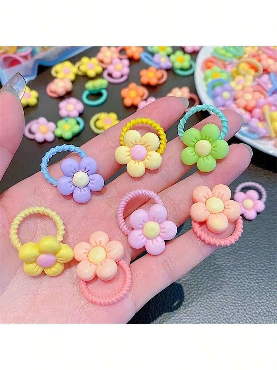 10pcs Floral Hair Accessories, Cute Hair Ties, Summer Hair Scrunchies, Safe For Hair - Colorful 8-Petal Flowers, 10 Sets; Large Bow Design, 10 Sets Ponytail Holder Hair Elastic Hair Rope