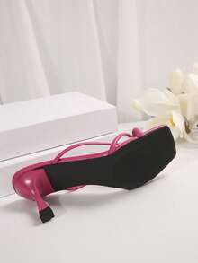 French Breeze Slide Sandals For Women, Square Toe Chunky Heel Slip On Sandals, Suitable For Dates, Shopping, Gathering, Party, Commuting & Business