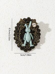 1 pieza Elegante broche de conejo decorativo hecho a mano de aleación, joya floral elegante, pin regalo para mujeres, adecuado para uso diario