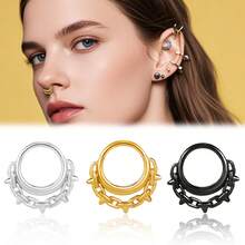 1 件酷朋克鼻环不锈钢圆形荆棘鼻环软骨环耳环分段鼻中隔穿孔男女士珠宝用于音乐会派对 - round - 查看 9