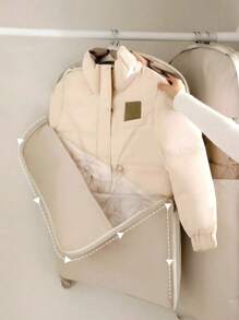 1pc Compressible Dust Cover For Down Jackets, Garment Storage Bag With Clear Viewing Window – Space Saving Hanging Garment Bag With Self Compression Zipper, Wardrobe Organizer, Closet Storage And Organization