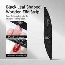 RS NAIL Limador de uñas en forma de hoja negro RSNAIL de 100/180 granos, de doble cara, ultrafino de 2 mm, para dar forma precisa, refinar la curva y alisar los bordes, lavable y reutilizable, herramienta de arte de uñas para principiantes y salones de belleza