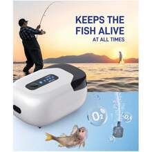 Pompa d'aria per acquario, ossigenatore ad alta portata per vasche pesci con flusso regolabile, pompa d'aria per acquario leggera ed efficiente dal punto di vista energetico, accessori per acquario, inclusi pietre d'aria, tubature e valvole di ritegno, pompa a doppia uscita d'aria adatta per vasche pesci, acquari, terrari per pesci, bocce per pesci, trasporto temporaneo di pesci vivi, appassionati di pesca, trasporto su brevi distanze di pesci vivi