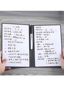 1pc A5 Reusable Whiteboard Notebook Leather Memo Free Whiteboard Pen Erasing Cloth Weekly Planner Portable Stylish Office Notebooks Back To School