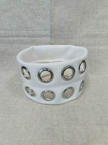 1pc Punk Girl Hollowed Out Eyelets Wide Elastic Headband Stretchy Metal Rock Steampunk For Sports Casual Headbands Hair Accessories,Turban Headband, Hairband