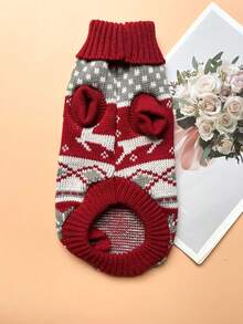 1 pieza Suéter de venado rojo vino apto para gatos y perros, decoración navideña